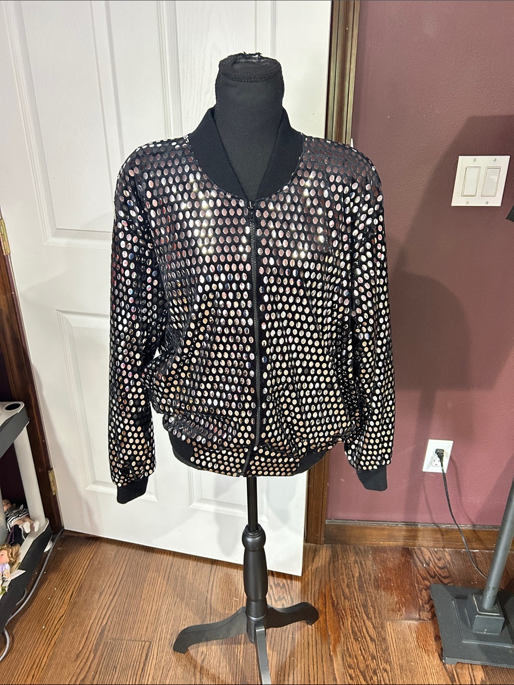 Vtg Bettejon of Dallas Sequin Bomber Jacket - Women's Shimmer Jacket bling sz M